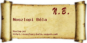 Noszlopi Béla névjegykártya