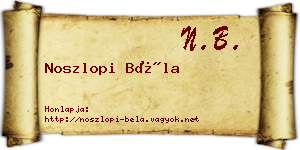 Noszlopi Béla névjegykártya